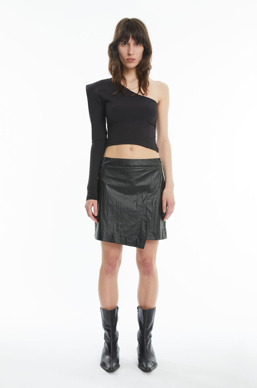 Record skirt, black shine