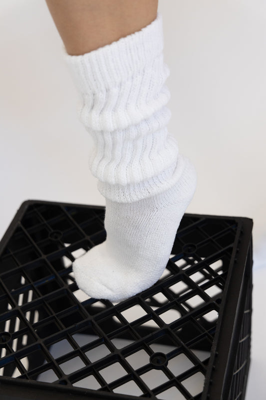 white slouch socks