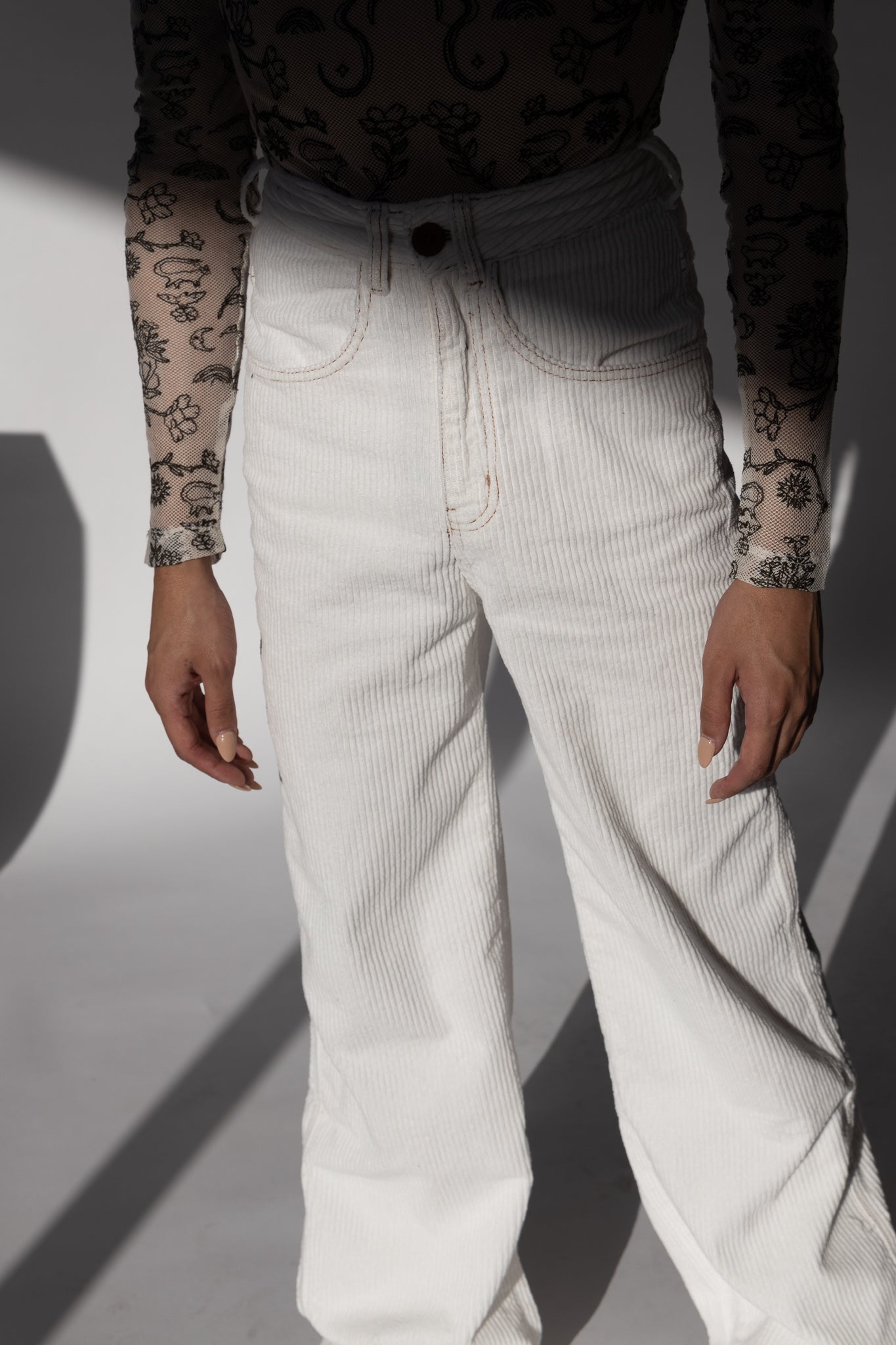 recto corduroy pants - white